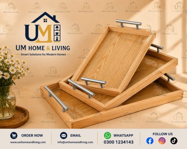 Wooden Serving Tray Set