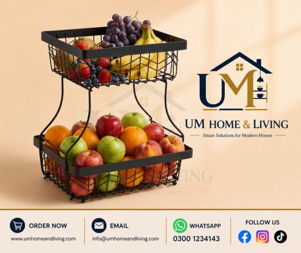 2-Tier Metal Fruit Basket Stand