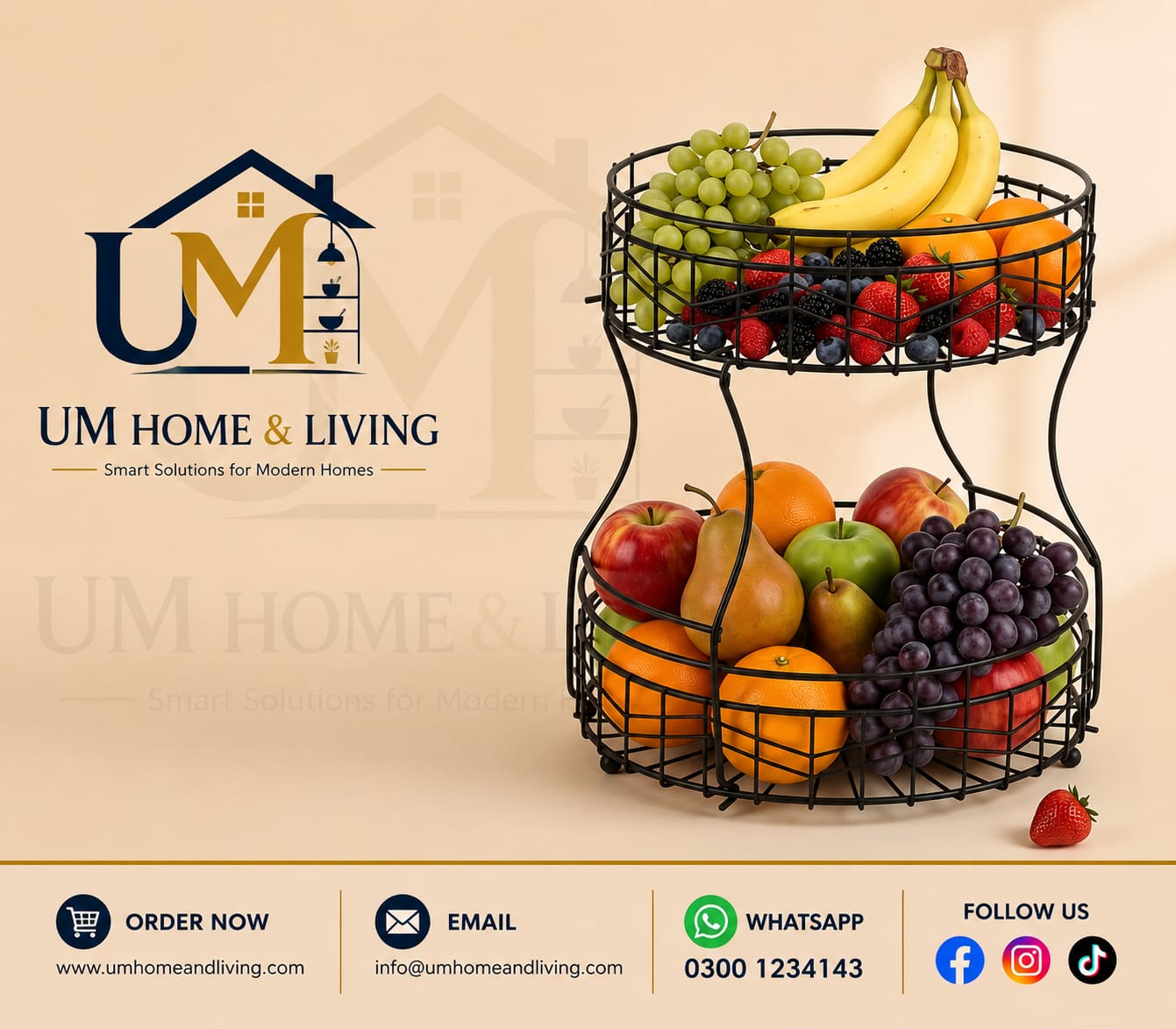 2-Tier Fruit Basket Stand