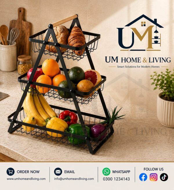 3-Tier Folding Basket Stand