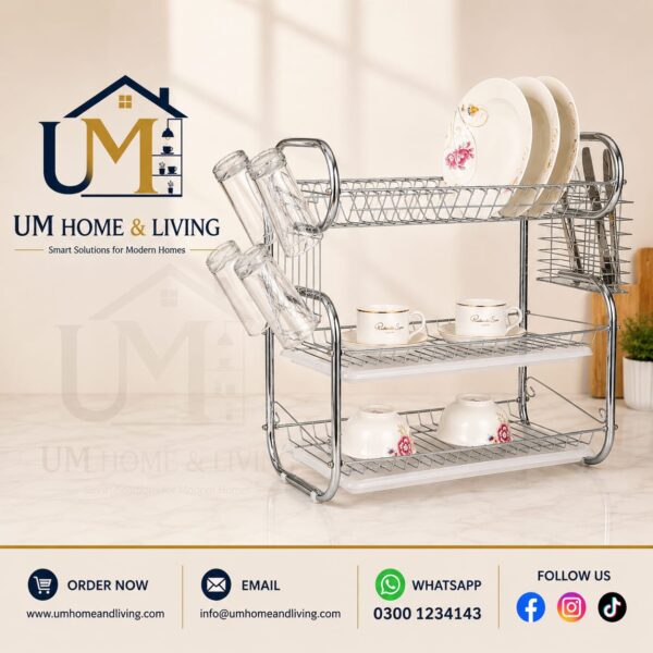 3-Tier Stainless Steel Dish Drying Rack